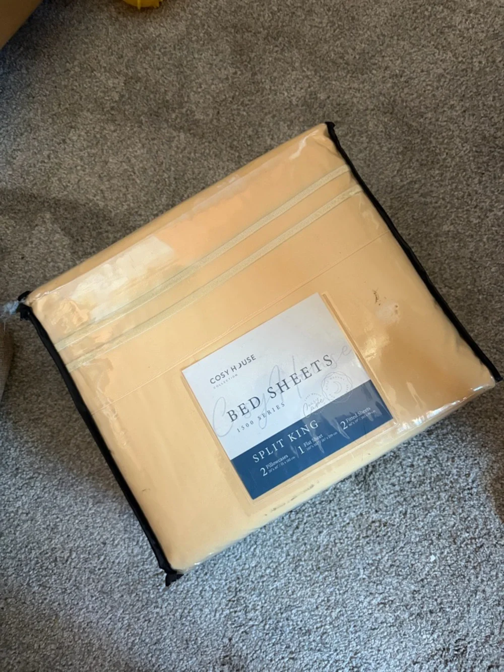 Premium Yellow Bed Sheet Set - Soft Breathable Bedding - split king